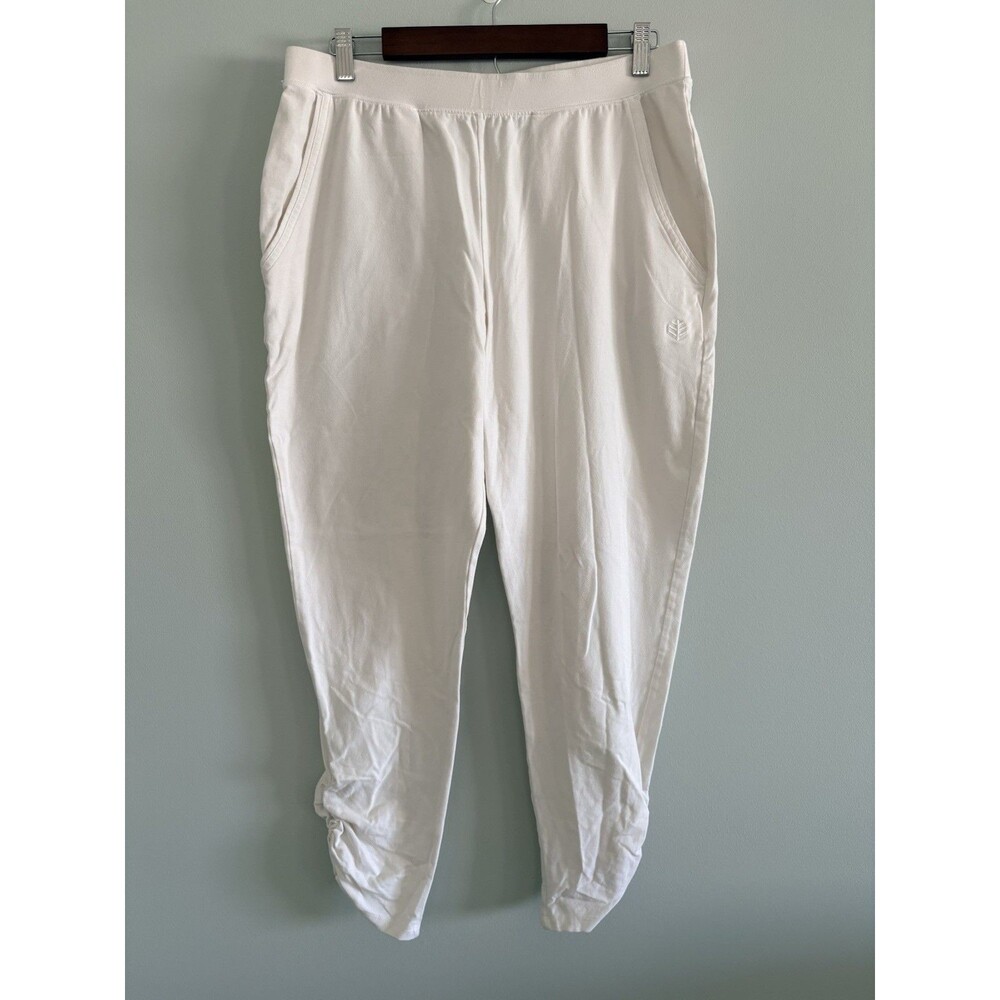 Coolibar UPF 50+ Women's White Ruched Ankle Pants Medium Style 10146 Leggings